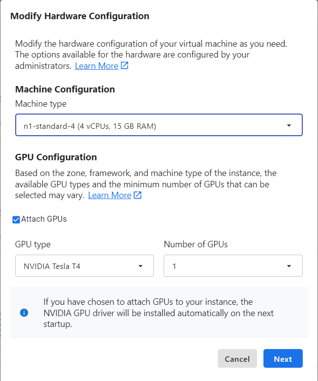 gcp managed notebook modify resources